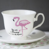 Flamingo and Message Bone China Cup and Saucer or Mug