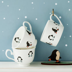 Skating Penguins Personalised Christmas China Cup