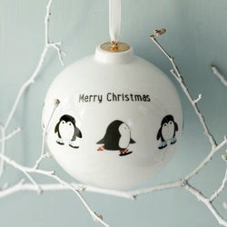 Skating Penguin Personalised China Bauble